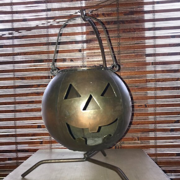 JACK O LANTERN PUMPKIN HANGING CANDLE HOLDER METAL DECOR Halloween - Picture 2 of 9